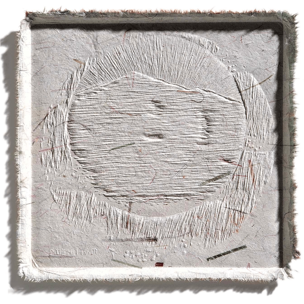 여명-백두산 Dawn-Baekdu Mountain / 35×35cm / Korean Handmade Paper Hanji Relief / Wood Plate, Carving / 2003