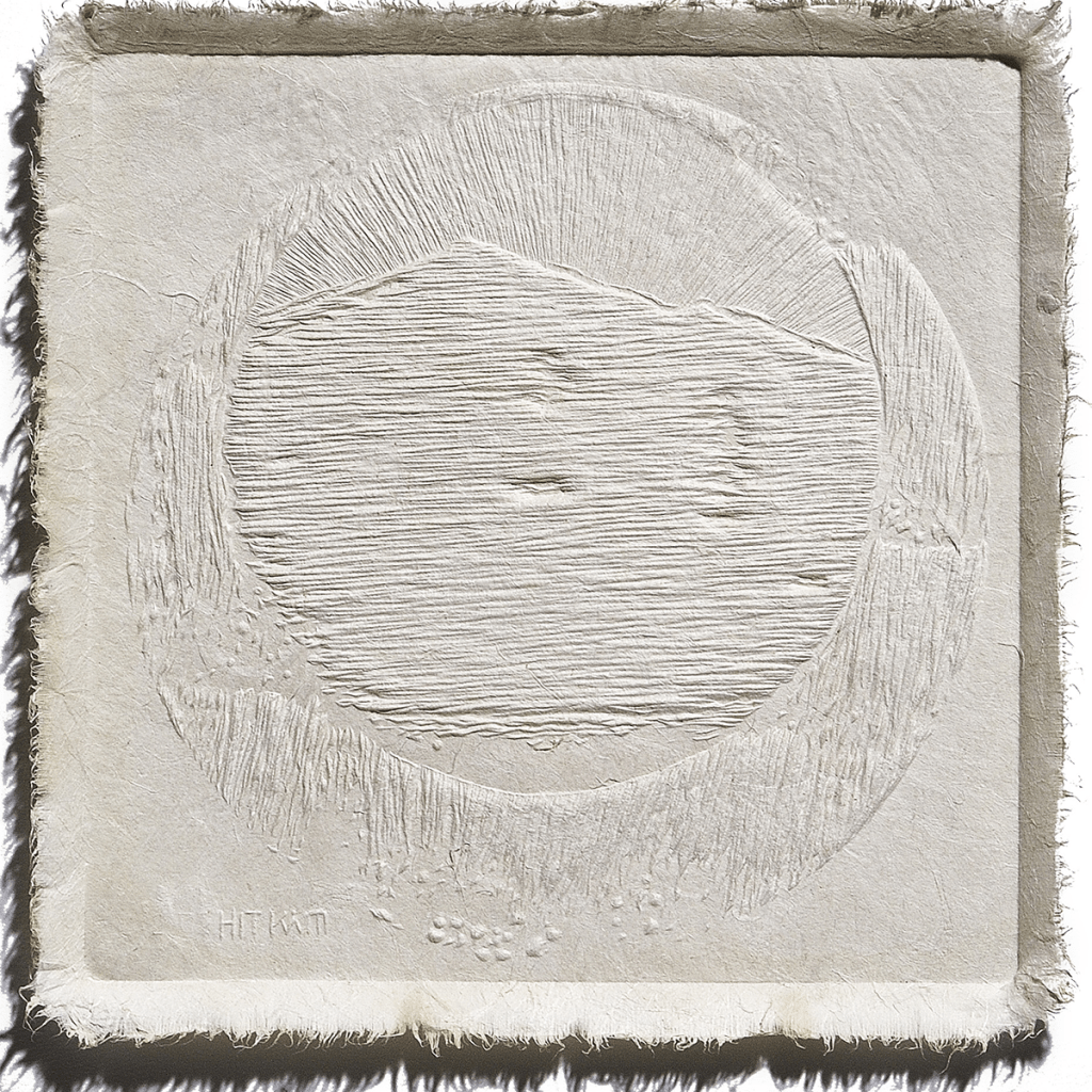 여명-치악산 Dawn-Chiak Mountain / 53×53cm / Korean Handmade Paper Hanji Relief / Wood Plate, Carving / 2006