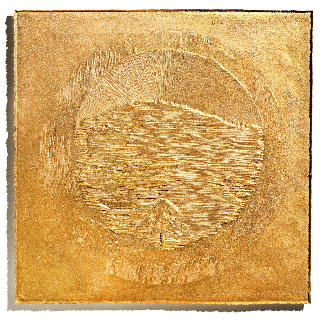 여명-속리산 Dawn-Sogri Mountain / 91×91cm / Korean Handmade Paper Hanji Relief / Wood Plate, Carving / 2010
