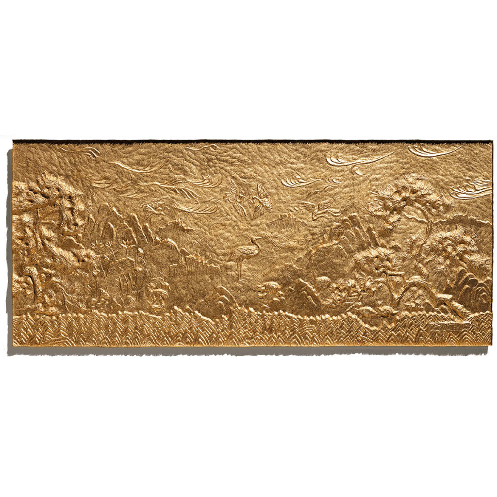 뉴 십장생 The New Ten Traditional Symbols of Longevity / 120×50cm / Korean Handmade Paper Hanji Relief /
Wood Plate, Carving / 2008