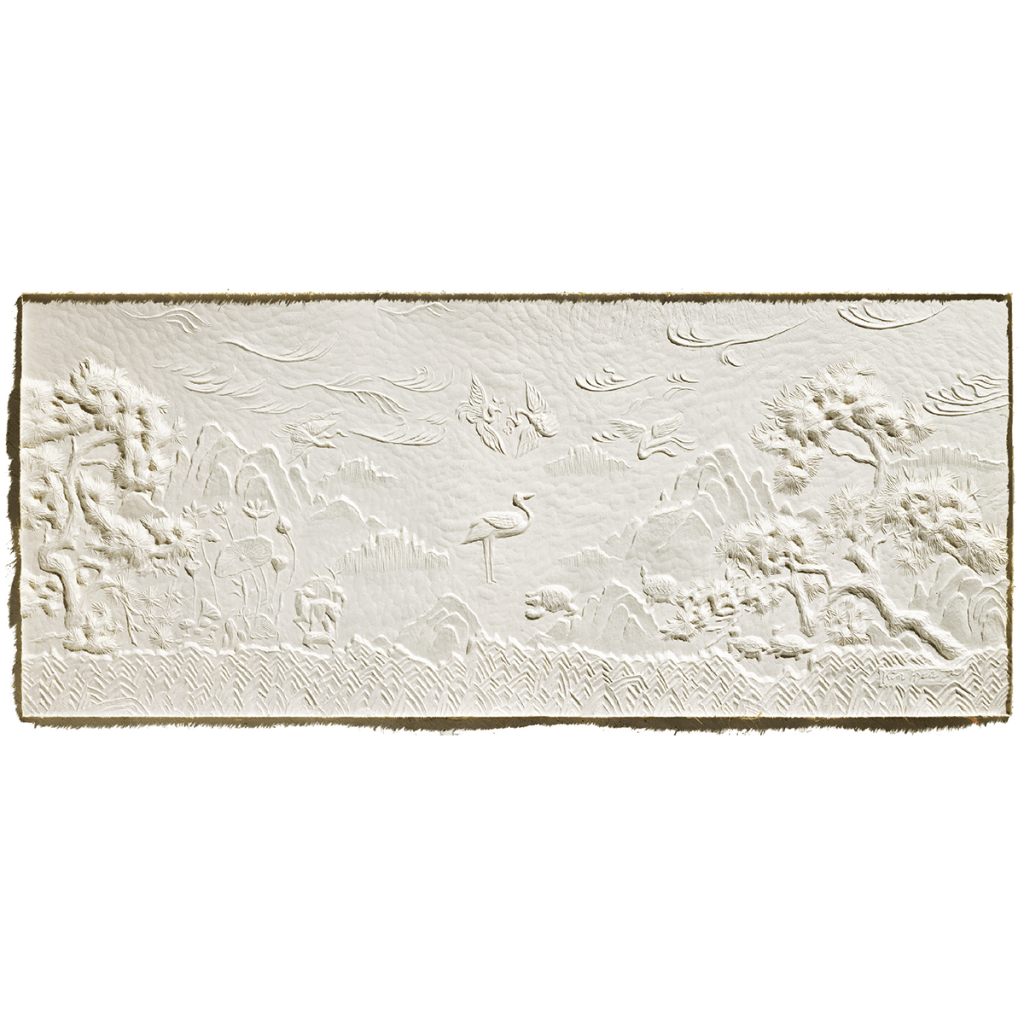 야긴과 보아스 Jakin & Boaz / 120×50cm / Korean Handmade Paper Hanji Relief / Wood Plate, Carving / 2005