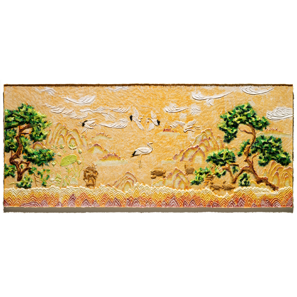 야긴과 보아스 Jakin & Boaz / 120×50cm / Korean Handmade Paper Hanji Relief / Wood Plate, Carving, Collage / 2007