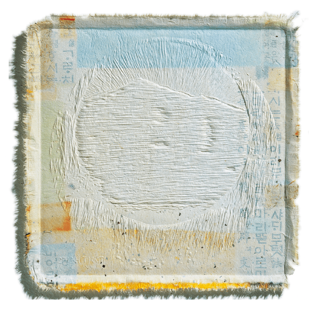 여명-백두산 Dawn-Baekdu Mountain / 35×35cm / Korean Handmade Paper Hanji Relief / Wood Plate, Carving / 2003