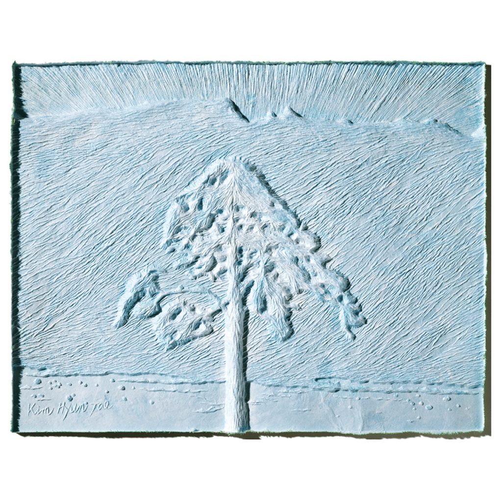 여명-백두산의 여름 Dawn-Summer of Baekdu Mountain /
53×45cm / Korean Handmade Paper Hanji Relief /
Wood Plate, Carving / 2013